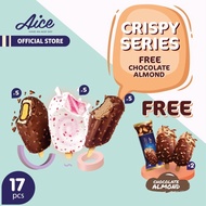 Paket Aice Ice Cream Crispy series free Chocolate Almond isi 17 pcs