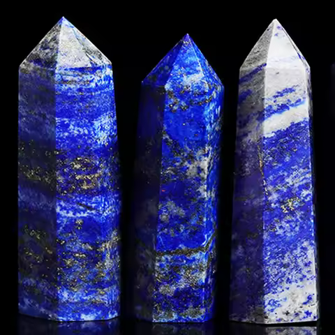 Lapis Lazuli Stone Single Pointed Hexagonal Prism Lazuli Stone Point Wand Tower Home Decoration Gift