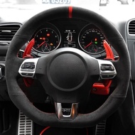 Car Steering Wheel Cover Suede Auto Interior Accessories Fit For Volkswagen Golf 6 GTI MK6 / Polo GT