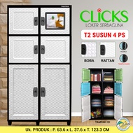 Tabitha Lemari Pakaian Plastik Dengan Laci Lemari 2 Pintu Serbaguna Premium - Tabitha LS2PL Series