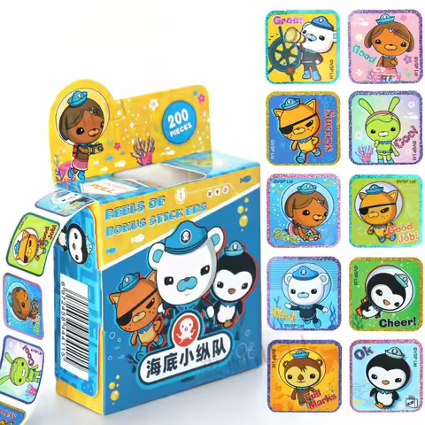 200pcs/box Octonauts Stickers Action Figures Anime Stickers Pack Luggage Stationery Box Notebook Dec