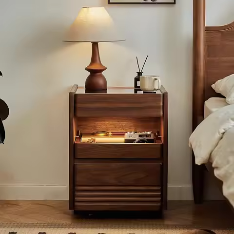 Nordic Bauhaus Bedside Table Modern Unique Elegant Aesthetic Nightstand Storage Drawers Meble Do Pok