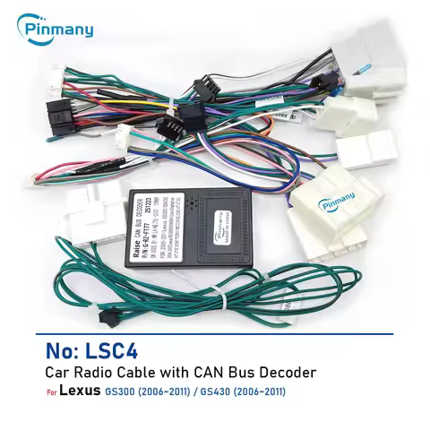 Car radio cable connector LSC4 Android head unit power wire harness adapter with CAN Bus decoder for