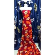 C921 - French Mango Silk Fabric with large flowers (2m x 1.5m), stretchy