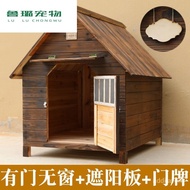 ST-💢Rainproof Waterproof Outdoor Solid Wood Carbonized Wood Dog House Kennel Cat Nest Dog Cage Teddy Kennel Dog House Pe