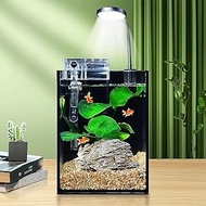 Cycle Filter 4L Small Glass Fish Tank Office Bedroom Decoration Mini Aquarium Ultra-Quiet Transparen