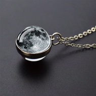 1pc Solar System Planets Necklace With Moon, Earth, Saturn, Jupiter Glass Bubble Pendants