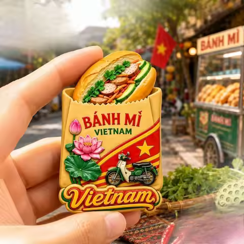 Vietnam Baguette Motorbike Fridge Magnet - Fresh 3D Street Souvenir Unique Southeast Asian Gift for 