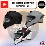 MT HELMET ATOM 2 SV FLIP UP HELMET  PURE GLOSS BLACK / PURE GLOSS GREY / HIGHLAND B5 GLOSS RED
