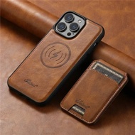 EUCAGR Magsafe Magnetic 2 In 1 Detachable Wallet Leather Case For iPhone 12 13 14 15 16E 16 Pro Max 