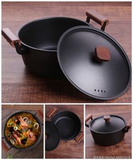 24cm古法鐵鍋無塗層不粘精鐵鍋連蓋