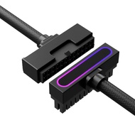 24PIN PSU Extension CableARGB PC Cable with 5V 3Pin18AWG 90 Degree Right-Angle Design for Power Cabl
