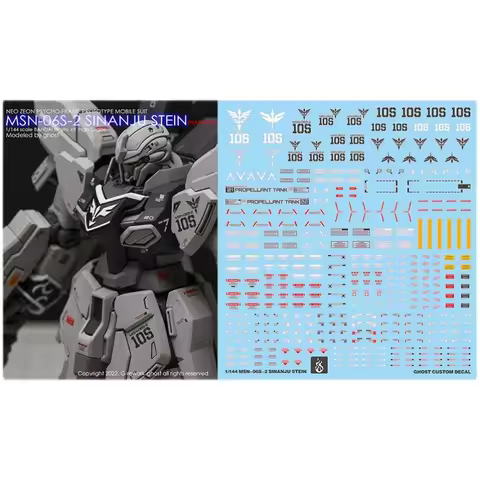 Model Decals for HG 1/144 MSN-06S-2 Sinanju Stein Narrative Ver. HD Fluorescent Water Stickers Model