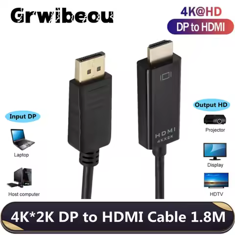 1.8M DP to HDMI-compatible Cable 4K*2K Display Port to HDMI for PC Laptop HDTV Projector Video Audio