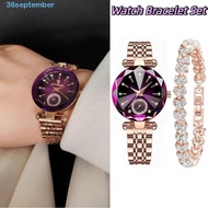 SEPTEMBER Women's Wristwatch, Luxury Elegant Rhinestone Quartz Watches, Trendy Exquisite Inlaid Diam