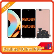 AMOLED ของแท้สำหรับ Realme 10 Pro Plus RMX3687 RMX3686ชิ้นส่วนจอสัมผัสแอลซีดีของเครื่องแปลงดิจิทัล