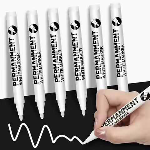 White Marker Pen Non Fading Waterproof for Rock Painting Ceramic Glass Wood Tire Fabric Metal Canvas