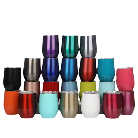 Steel Egg Shape Vacuum Cup 10oz Double Wall Wine Cooler Office Home Tea Milk Vacuum Flask