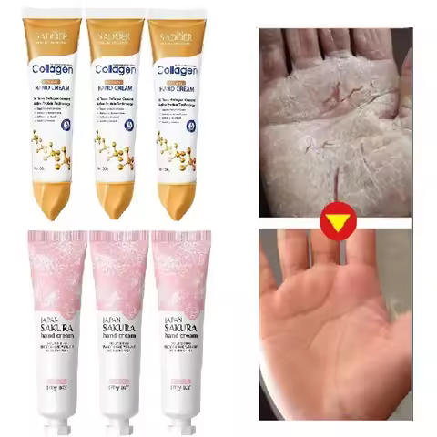 3pcs Sakura/Collagen Hand Cream Hydrating Moisturizing Cherry Blossom Essential Oil Deep Repairing S