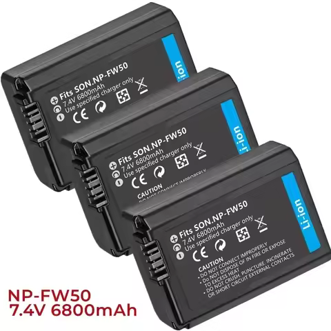 High Capacity 6800mAh NP-FW50 Camera Battery Set 7.4V For Sony Alpha A6000, A6300, A6400, A6500, A7,