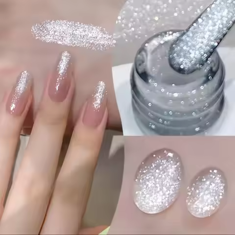MIANEL 12ML White Nails Jimeng Wedding Dress Fine Glitter Gel Nail Polish Super Flash Glitter Nail P