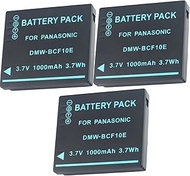 3 Pack DMC-BCF10 Replacement Battery 3.7V 1000mAh Set for Panasonic Lumix DMC-FH1, DMC-FH3, DMC-FH20