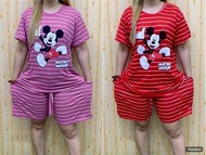 PLUS SIZE STRIPE TERNO MICKEY TSHIRT AND SHORT