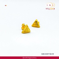 WELL CHIP Triangle Studs Earrings - 916 Gold/Anting-anting Kancing Segi Tiga - 916 Emas