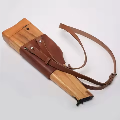 WW2 German Army Mauser C96 Wooden Holster With Leather Strap Hunting Holster CN.DE