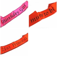 Pink 21st Birthday Girl Sashes Mum To Be Night Party Decoration Gift Ribbon