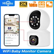 Hiseeu 4MP เลนส์คู่ WiFi Baby Monitor กล้อง PTZ ในร่มติดตามเคลื่อนไหวกล้องเฝ้าระวังวิดีโอการรักษาควา