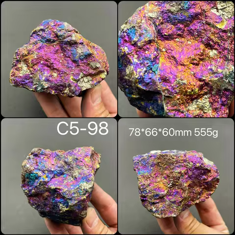 Natural primary ore of bornite, colored mineral, crystal, metallic ore, popular science teaching, sp