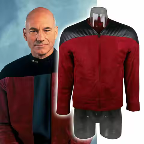 Star The Next Generation Trek Captain Picard Duty Uniform Jacket TNG Red Costume Man Winter Coat War