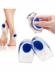 1 對柔軟矽膠鞋墊適用於腳跟馬刺腳墊足部按摩器護理腳跟杯鞋墊增高鞋墊
