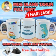 HIJAU Happy BIRTHDAY / PRINTING CUSTOM HAPPY BIRTHDAY MUG / BIRTHDAY GLASS SOUVENIR / BIRTHDAY GIFT 