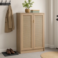 Furniture Direct NOKA ALESANA 2 door printed rattan shoe rack cabinet