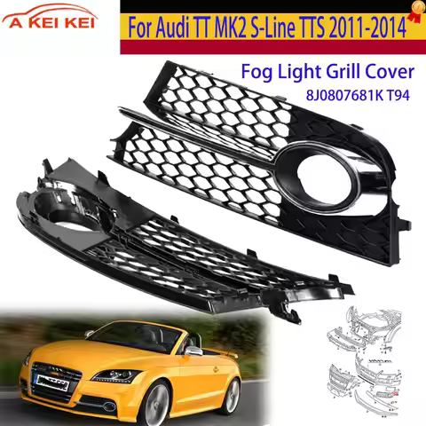 Pair For Audi TT MK2 S-LINE TTS 2011-2014 Front Grille Honeycomb Grille Cover Mesh Grill 8J080768K F