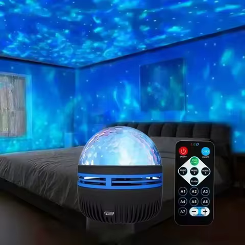 1pc Ocean Wave Projector,With 7-Colors Patterns & Remote Control,USb Powered For Bedroom Home Theate
