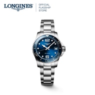 LONGINES HYDROCONQUEST 32MM SUNRAY BLUE DIAL STAINLESS STEEL CERAMIC BEZEL QUARTZ WOMEN'S WATCH