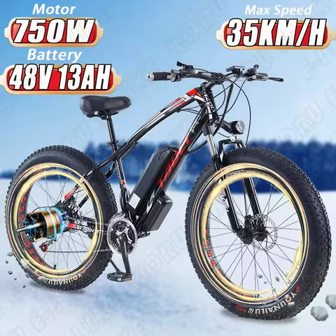 Electric Bicycle 750W Brushless motor AKEZ 48V 13AH Lithium Battery 26Inch Adult E-Bike fat tire Urb