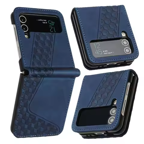 For Samsung Galaxy Z Flip4 Case Z Flip4 SM-F721B F721N Cover 3D Geometric Flip Wallet Case for Samsu