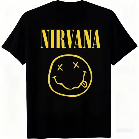 New Nirvana Rock Band Men's T-shirt Hip-Hop Style Men's and Women's Oversized Y2K Tee Casual Loose O