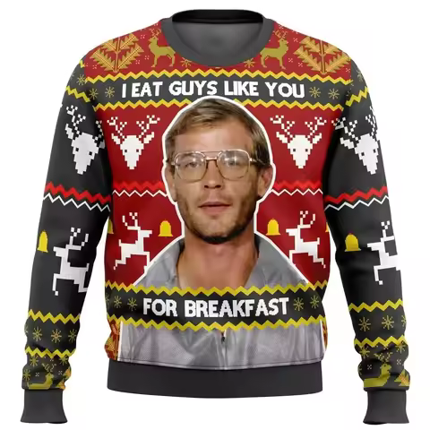 2025/26 Jeffrey Dahmer Autumn/Winter New 3D Printed Ugly Christmas Sweater Men's and Women's Pullove
