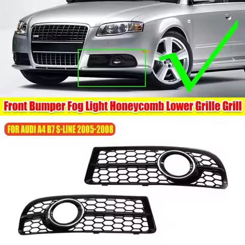 For Audi A4 B7 S4 B7 A4 S-Line 2005-2008 1 Pair Car Front Bumper Fog Light Grille Fog Lamp Grill Hon