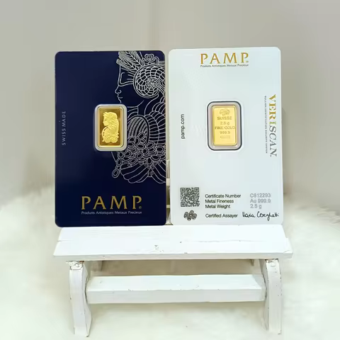 Switzerland 2.5g Sealed packing Copper Bar 24k Gold Plated Bullion Ingot Non-magnetic Unique Craft G