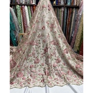 Flower embroidered tile fabric, embroidered tile fabric material