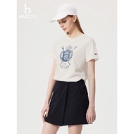 Hazzys Printed Short Sleeve T-Shirt Women's Summer New Crew Neck T-Shirt