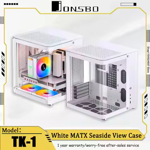 JONSBO TK-1 White Hyperbolic Sea view Room Chassis Support 240 Water Cooling ATX Power Supply Alumin