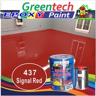 437 SIGNAL RED ( 5L GREENTECH  EPOXY PAINT ) Cat Lantai ( 4Liter Paint + 1Liter Hardener ) FLOOR COATING / WP / 5 LITER