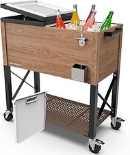 Permasteel 80-Qt Rolling Party Cooler with Divider, 36-Hour Chill, Spacious Ice Chest for Indoor/Out